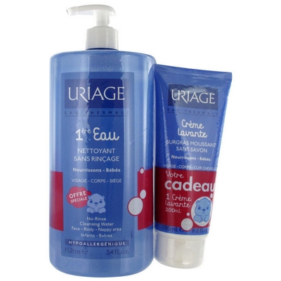 URIAGE 1&egrave;re Eau 1l + Huile Lavante 200ml