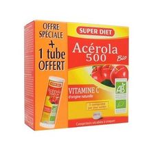 SUPER DIET Ac&eacute;rola Bio 500 Tubes 24 comprim&eacute;s + 1 offert