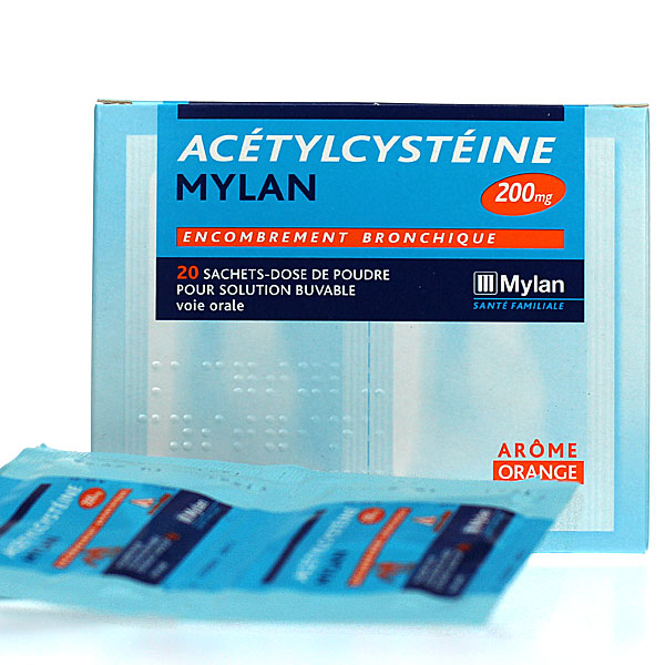 Ac&eacute;tylcyst&eacute;ine Mylan 200 mg 20 sachets Orange