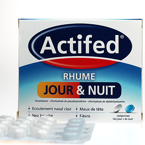 Actifed Rhume Jour & Nuit 12 comprim&eacute;s jour + 4 comprim&eacute;s nuit