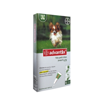 BAYER Advantix Tr&egrave;s Petit Chien 1.5 a 4kg 4x0.4ml