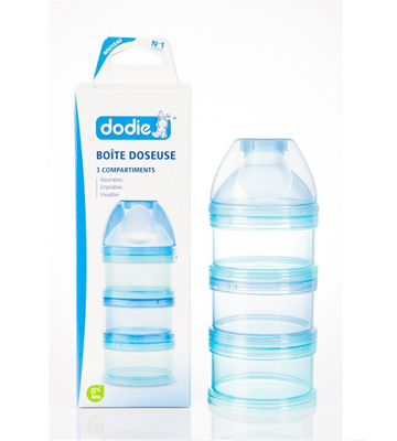DODIE Bo&icirc;te Doseuse 3 Compartiments Bleu ou Rose