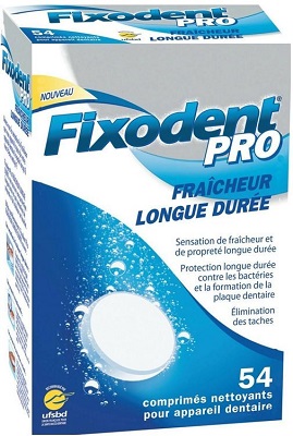 FIXODENT PRO Comprim&eacute;s nettoyants pour appareil dentaire X 54
