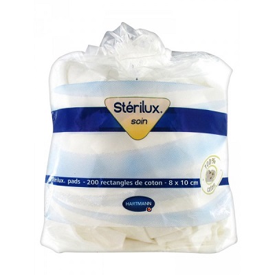 HARTMANN St&eacute;rilux 200 Rectangles de Coton 8x10 cm