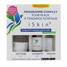 SINCLAIR iSkin3 Pack Complet 2 Mois Traitement Contre Acn&eacute; Clean/Hydra/Repair