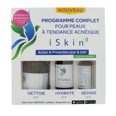 SINCLAIR iSkin3 Pack Complet 2 Mois Traitement Contre Acn&eacute; Clean/Hydra/Repair