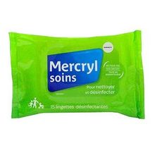 MercrylSoins 15 lingettes pour nettoyer et d&eacute;sinfecter
