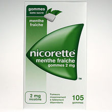 Nicorette Menthe fra&icirc;che Sans sucre 2 mg 105 gommes
