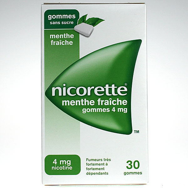 Nicorette Menthe fra&icirc;che Sans sucre 4 mg 30 gommes