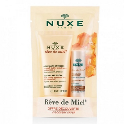 NUXE R&ecirc;ve de Miel Cr&egrave;me Mains et Ongles 30ml + Stick L&egrave;vres Hydratant 4g