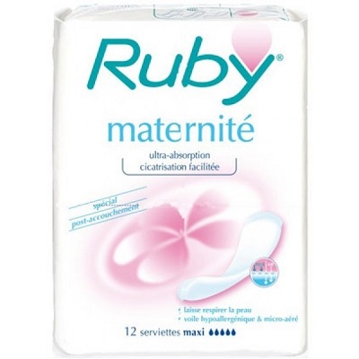 RUBY Maternit&eacute; 12 serviettes maxi