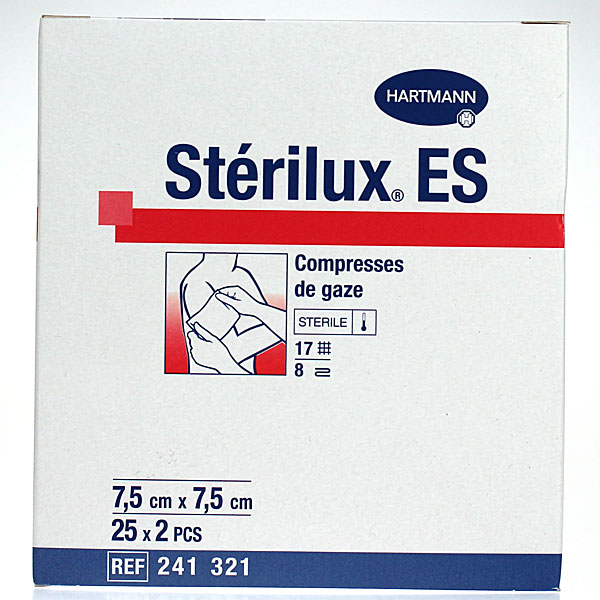 St&eacute;rilux ES 7,5 cm x 7,5 cm par 25 x 2