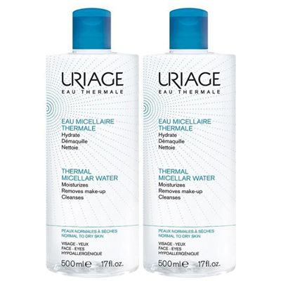 uriage eau micellaire peaux normale &agrave; seches 500ml duo