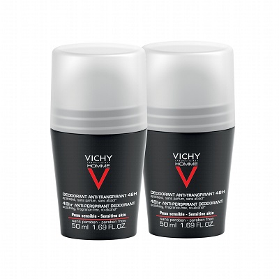 VICHY HOMME D&eacute;odorant Bille Anti-Transpirant 72H 2x50 mL