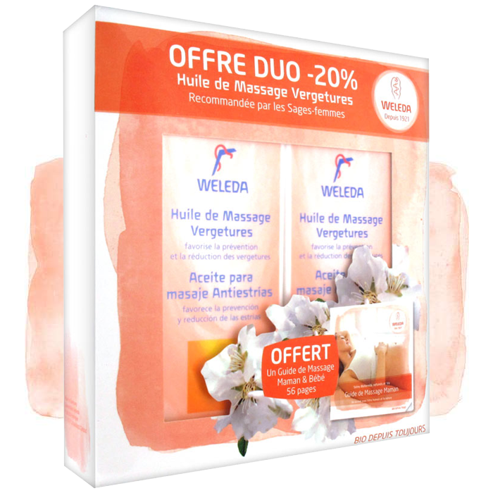 photo n&deg;1 : WELEDA Huile de Massage Vergetures 2x100mL + Guide de Massage